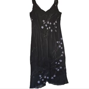 Jone's Wear Vintage Black & Floral Slip Midi Dress